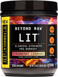 BEYOND RAW LIT V2 Clinical Strength Pre Workout Powder, Hits Harder, Bigger Pumps, Caffeine, L-Citrulline, Creatine, Strawberry Lemonade, 30 Servings