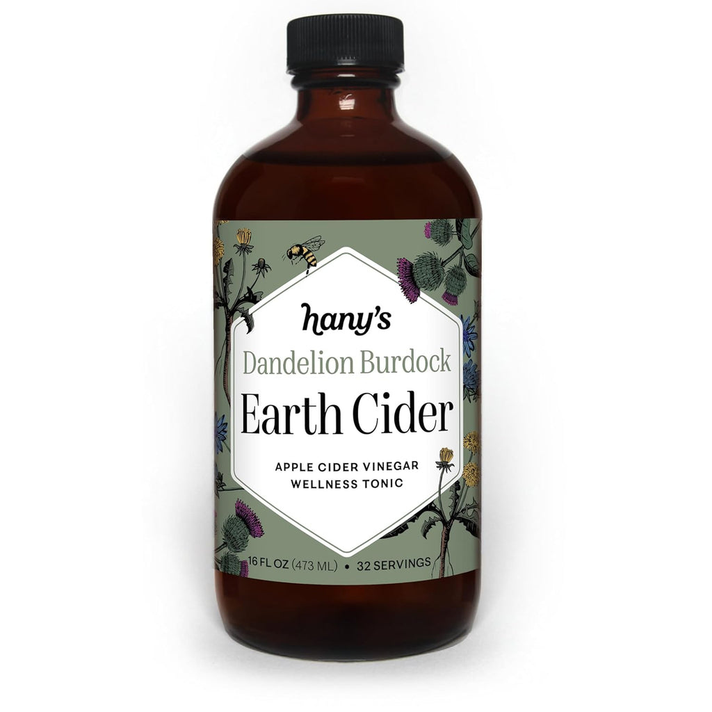 Hany's Harvest Dandelion Burdock Earth Cider – 16 fl oz | All-Natural Wellness Tonic, Apple Cider Vinegar | Non-GMO, Gluten-Free, Handcrafted