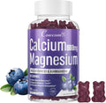 Calcium Magnesium Zinc Gummies & Vitamin D3,B6,B12,Immune & Supporting Bone Health Calcium Magnesium Supplement for Women Men,Sugar-Free Vegan Blueberry Flavored 90 Counts