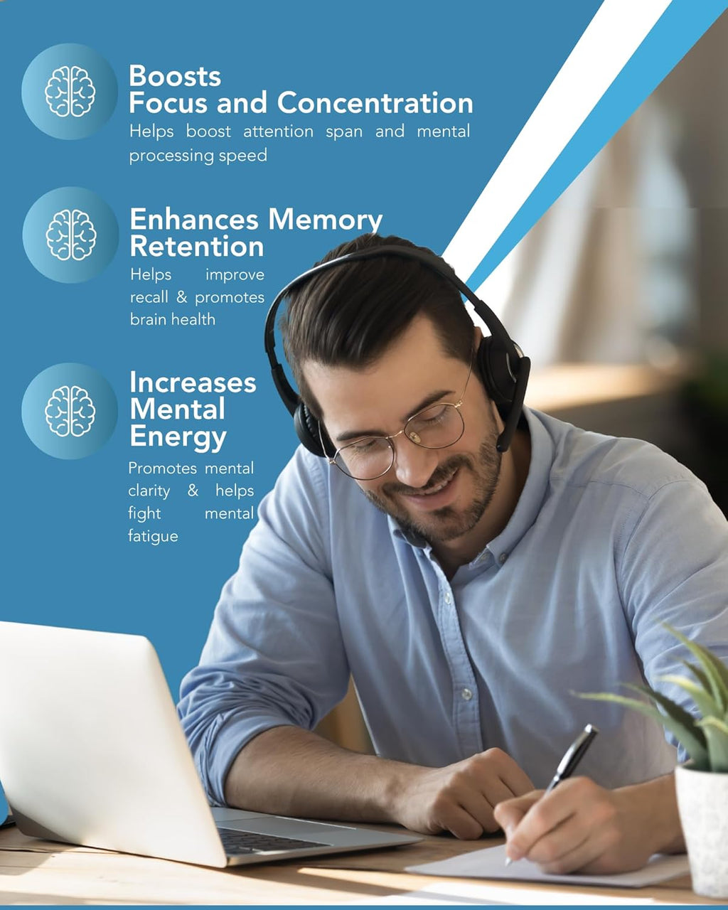 NuClarity - Premium Nootropic Brain Supplement - Focus, Energy, Memory Booster - Mental Clarity & Cognitive Support - Ginkgo Biloba, Bacopa Monnieri, Alpha-GPC, Phosphatidylserine, Rhodiola Rosea