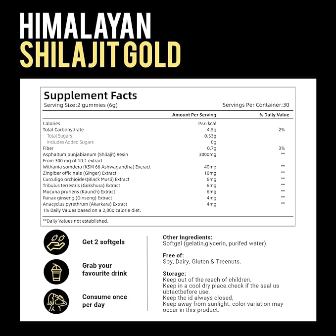 VivoNu Pure Himalayan Shilajit Gummies, micronutrient Supplement, Himalayan Premium Ingredient with Shilajit - Ashwagandha, Gokshura, Fulvic Acid & 85+ Trace Minerals I for Men, Women I Non-GMO
