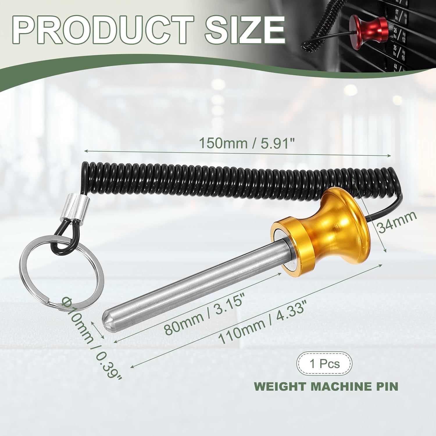 Weight Stack Pin, Weight Gym Pin Strength Training Equipment Replacement with Pull Rope for Home Gym Club