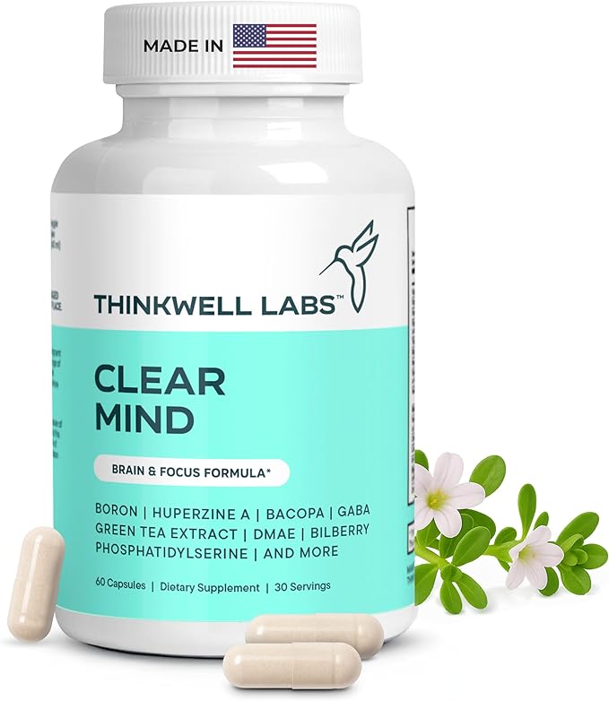 Brain Supplements for Memory and Focus for Women and Men, Focus Supplement, Memory Supplement for Brain, Nootropic with Boron, Huperzine A, Phosphatidylserine (40-in-1, 60 Capsules)