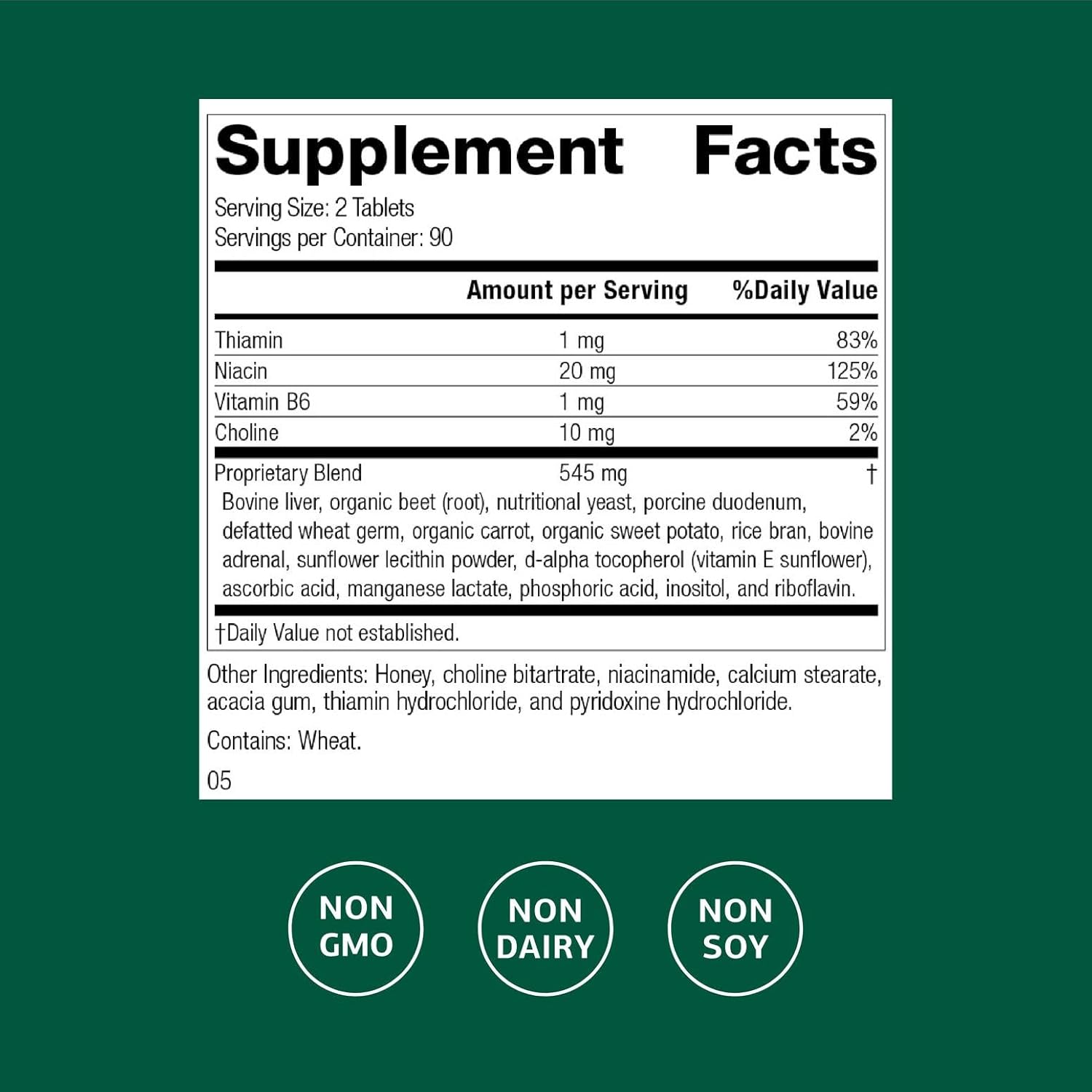 Standard Process Inc. Cataplex B - Whole Food Formula with Niacin, Vitamin B6, Thiamine, and Inositol for Heart Health, Metabolism, and Cholesterol Maintenance - 180 Tablets