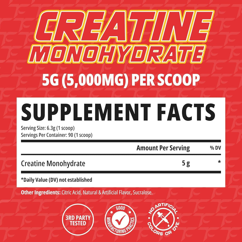 TC Nutrition Creatine Monohydrate Powder 90 Servings - 5g Per Serv of Creatine Powder for Increased Strength, Muscle Growth, Improved Endurance and Performance, Peach Rings