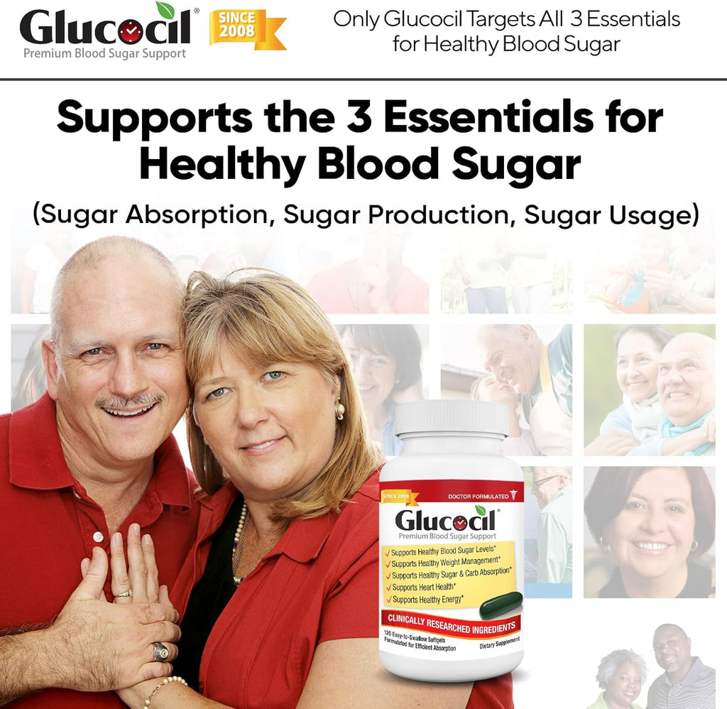 Glucocil – Softgels - Premium Blood Sugar Support - Over 2 Million Bottles Sold - Supports All 3 Blood Sugar Essentials - Since 2008, with Berberine, Proprietary Mulberry Leaf, and More, 2-Pack