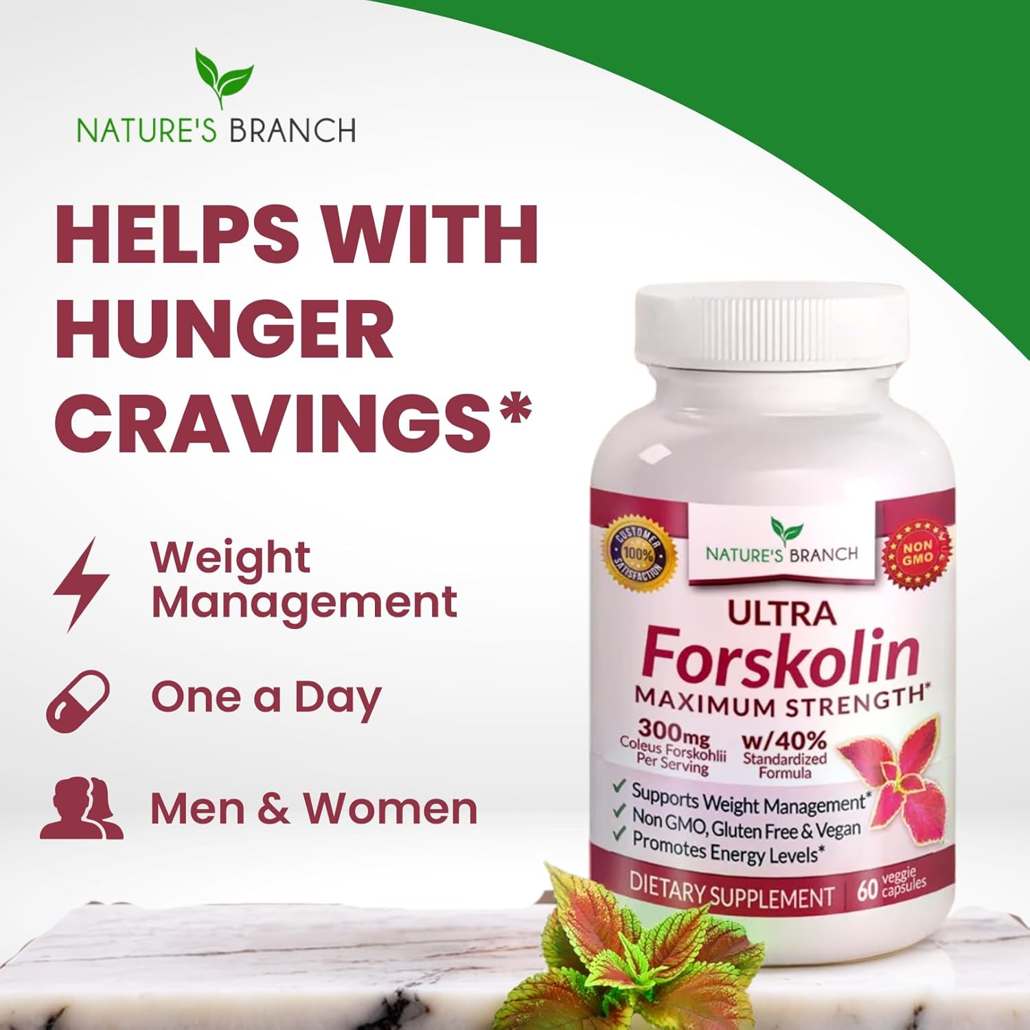 Ultra Pure Forskolin for Weight Management Maximum Strength | Coleus Forskohlii Root Extract Powder, 40% Standardized Lean Supplement for Men & Women | Premium Extreme Boost Complex - 60 Capsules