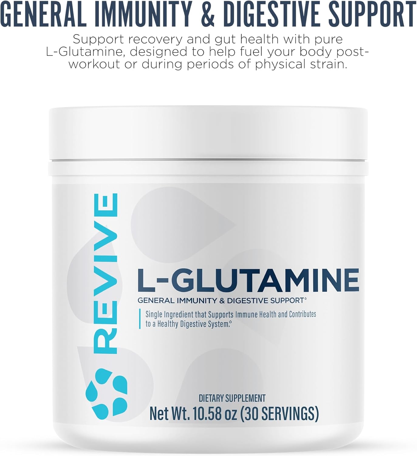 Revive MD Gut L-Glutamine Powder – Muscle Recovery & Immune Support Supplement for Adults – Promotes Digestive Health, Reduces Muscle Soreness & Supports Immunity – Vegan (30 Servings)
