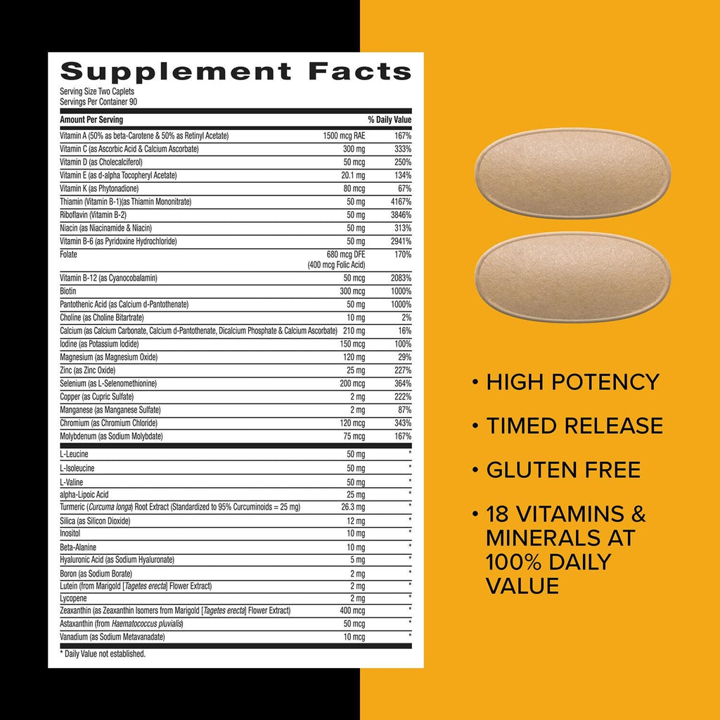 Mega Men Sport Multivitamin Caplets, Athletic Performance Nutrition, Muscle Function, Clinically Proven to Feel Better, Antioxidants, B Vitamins, Energy Production, Timed Release, 180 ct