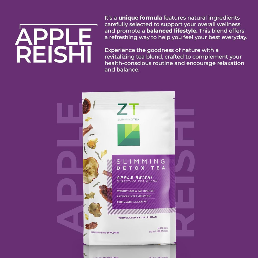 Dr. Zisman ZT Wellness Tea - Apple Reishi Herbal Blend - Refreshing Tea for Daily Balance (28 Bags), Crafted for a Vibrant Lifestyle