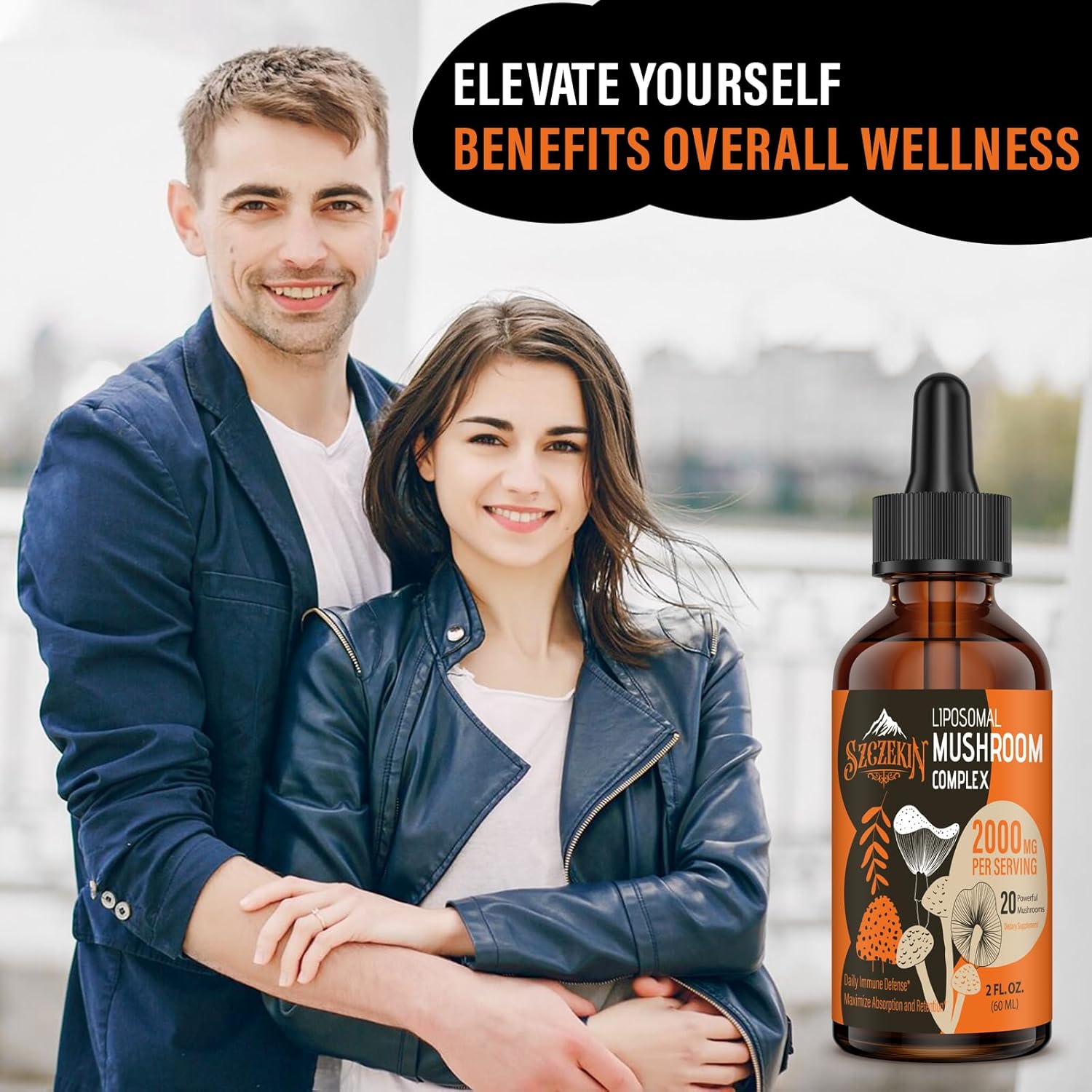 Liposomal Mushroom Complex Drops 2000 MG - 20 Organic Mushroom Extracts - Advanced Liquid Formula for Immunity, Cognitive and Memory - Lions Mane Supplement, Reishi, Cordyceps, Chaga, 180 Servings