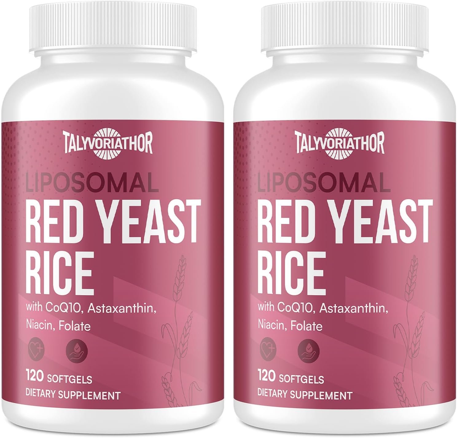 Liposomal Red Yeast Rice 1200mg with CoQ10 & Astaxanthin – Extra Strength Cholesterol, Cardiovascular & Metabolic Support – High Absorption – Citrinin-Free, 120 Softgels (2 Bottle)