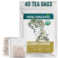 Organic Elderflower Tea (40 Tea Bags) - Elder Flowers Tea for Respiratory Health, Immunity - Herbal TeaBags for Cold Weather Days - Seasonal Blend - Te de Flor de Sauco