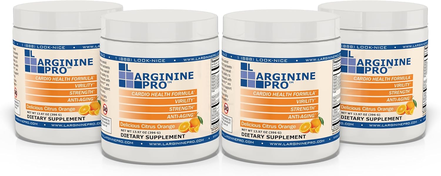 L-ARGININE PRO | 5,500mg L-Arginine Plus L-Citrulline 1,100mg Orange Powder Drink Mix Supplement for Increased Nitric Oxide Production