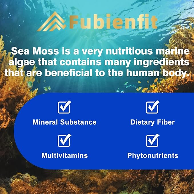 Organic Irish Sea Moss Capsules withs Black Seed Oil，Ashwagandha，Bladderwrack, Burdock, Ginger, Vitamin C & D3 – All-in-One Immune Support, Energy, Skin & Gut Health – Vegan, Non-GMO