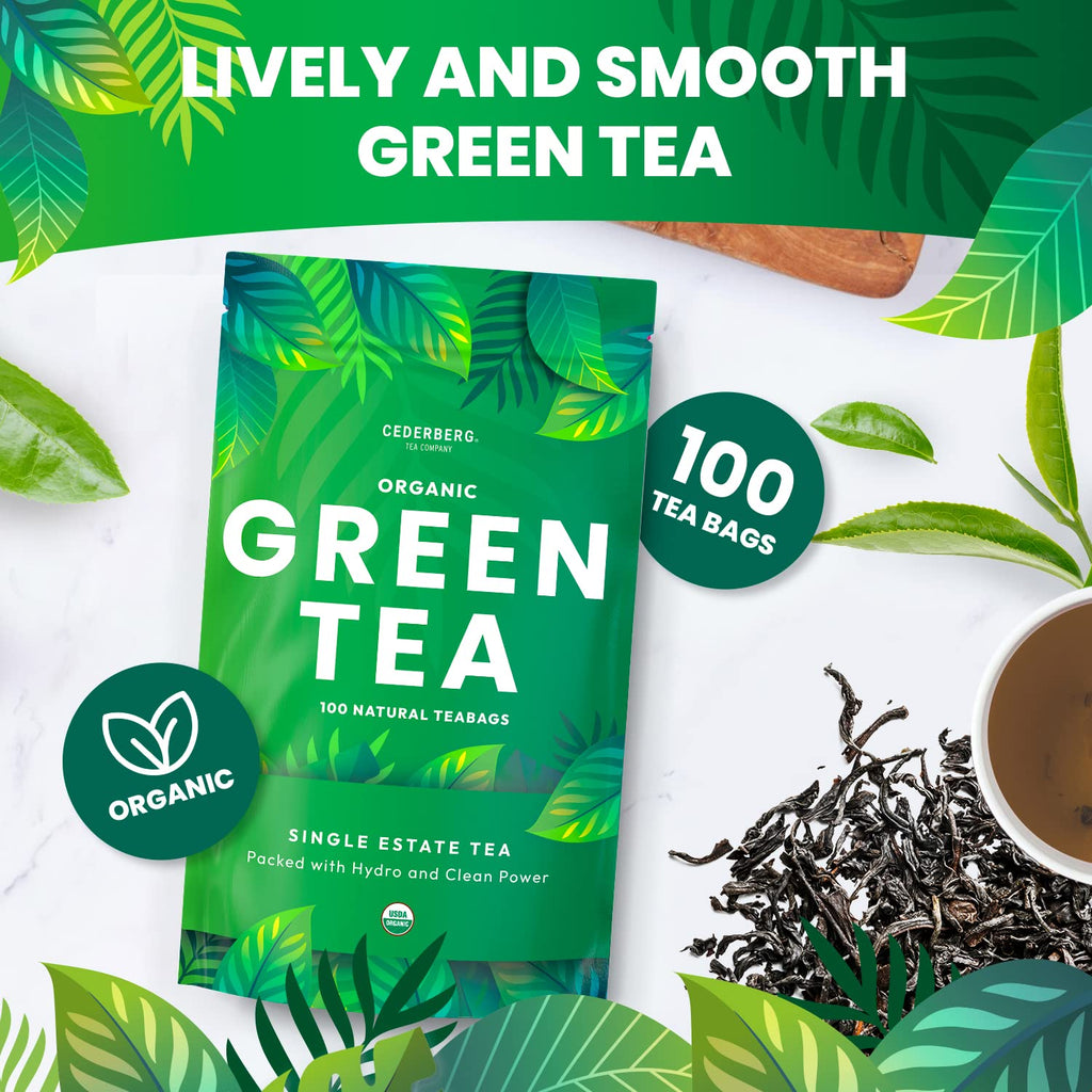Organic Green Tea — 100 Tea Bags| Organic Tea From Single Origin | Eco-Friendly Tea Bags | Non-GMO Tea With Zero Sugar | Cederberg Tea Company