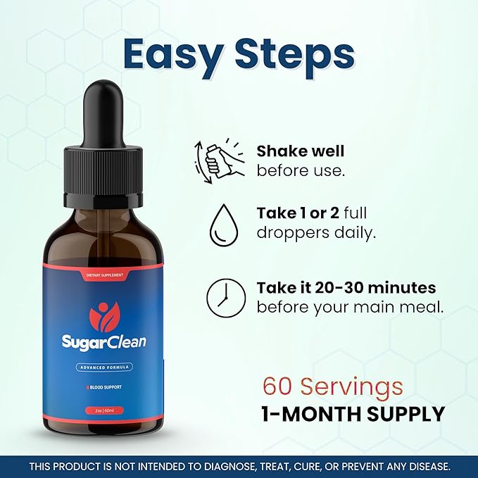 Sugar Clean - Official SugarClean Drops, Advanced Blood Formula Support Supplement - Maximum Strength, Natural Droppers for Overall Health & Wellness Reviews, 1 Bottle for 1 Month