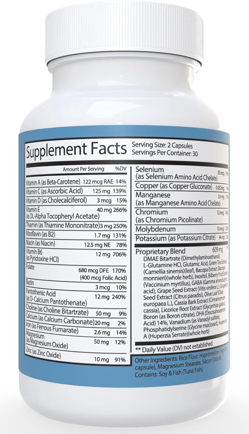 Memo Defende Pro Brain and Focus Formula, Tropical Flavor, 60 Capsules, Dietary Supplement with Vitamins and Minerals (5)