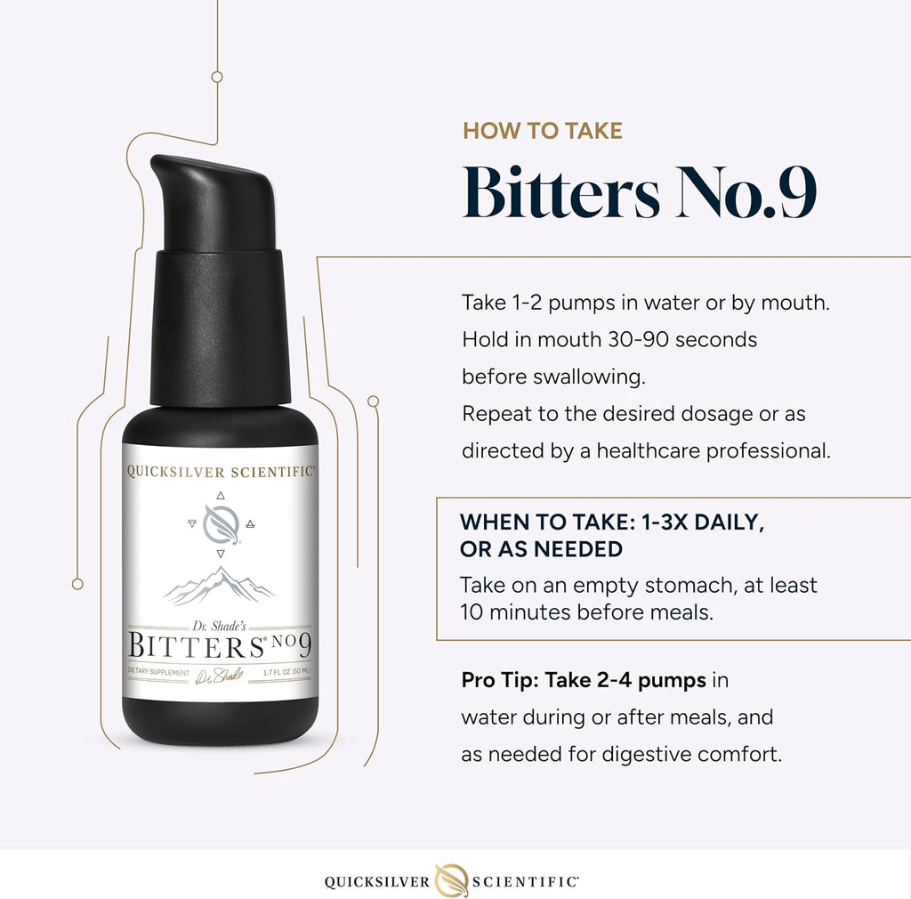Quicksilver Scientific Dr. Shade's Bitters No. 9 - for Digestion - Fast Acting Liposomal Digestive Bitters with Milk Thistle, Burdock Root & Juniper Essential Oil - Digestive Support (50ml)