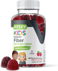 Viteey Prebiotic Kids Fiber for Constipation Relief, Digestive Health Regularity Support, Natural Weight Support - Fiber 4g, Zero Sugar Added, Vegan, Gluten Free - Tasty Chewable Fruit Flavored Gummy