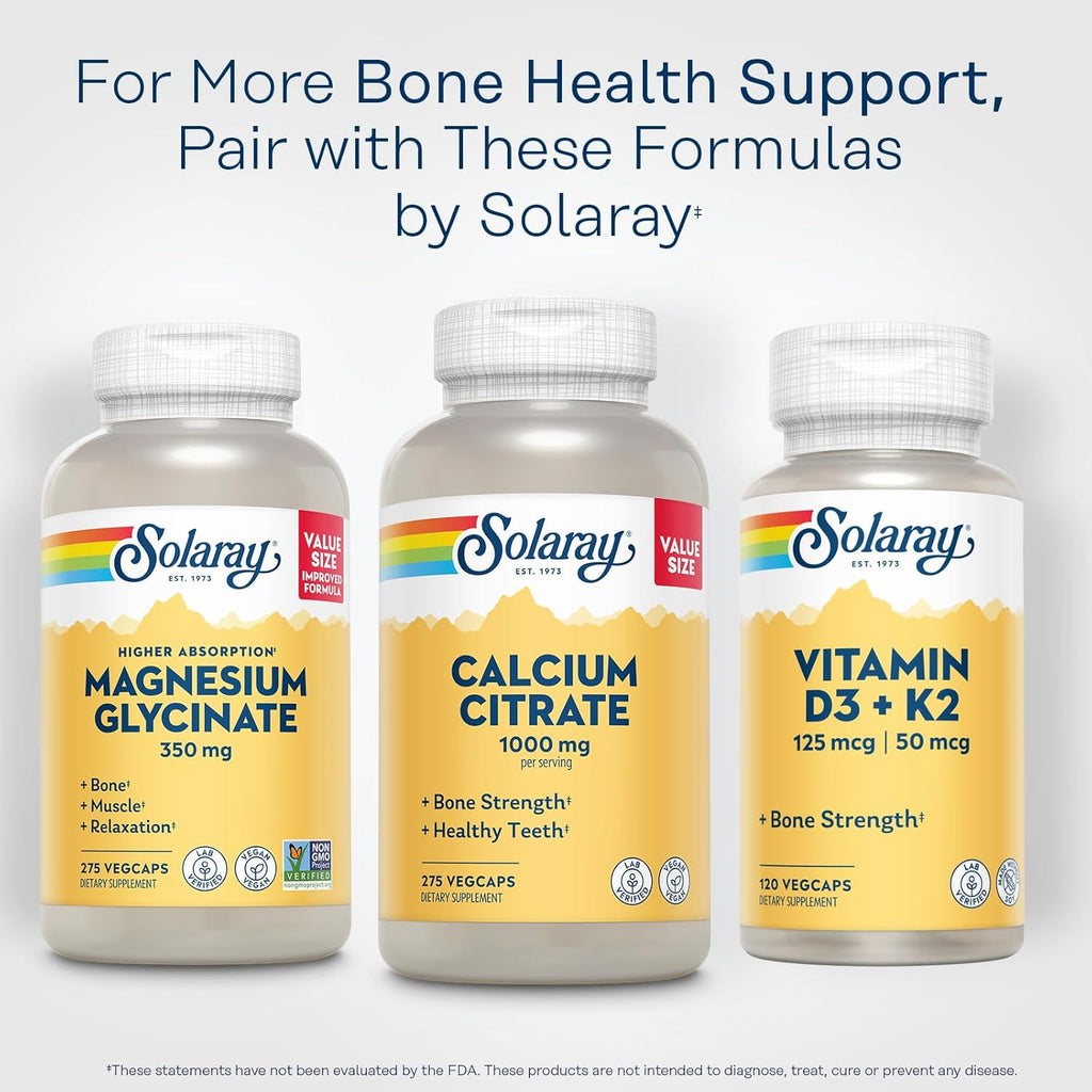 Solaray Calcium Citrate 1000mg - Chelated Calcium Supplement - Supports Bone Strength and Healthy Teeth - Easy to Digest - 60-Day Guarantee, Vegan - 68 Servings, 275 VegCaps