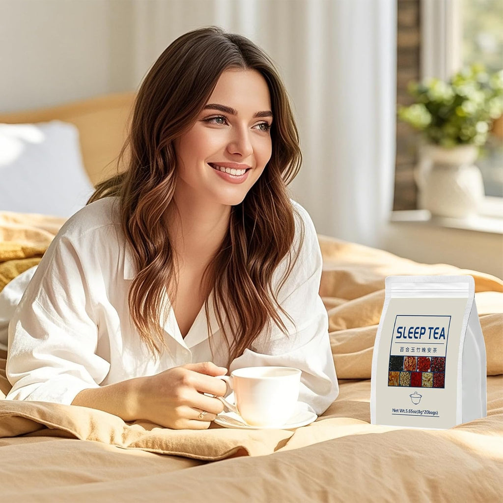 Sleep Herbal Tea - Night Time Tea for Bedtime - 20 Tea Bags with Mulberry, Red Date, Gardenia, Red Rose, Jade Bamboo, Lotus Seed, Goji Berry, Lily, Semen Ziziphi - Natural Night Sleeping Tea