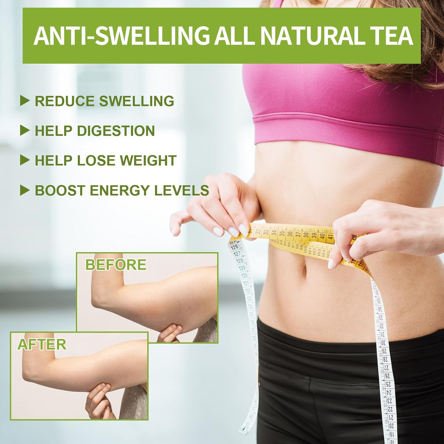 Natural plant slimming tea to help you lose weight - 14-day detoxifying slimming tea, smooths belly fat, reduces appetite, 12g*5 bags