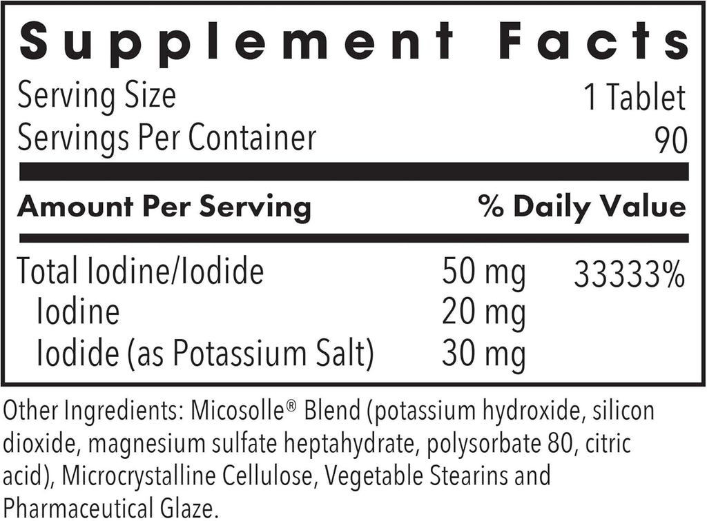 Optimox Iodoral 50 mg Supplement - Potassium Iodide Tablets, High Potency Iodine Tablets, Iodine Supplements for Thyroid Support, Daily Vitamins and Minerals, Lugol's Iodine Solution - 90 Count