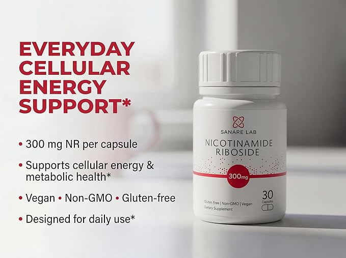 NAD+ Supplement with Nicotinamide Riboside (NR) 300 mg | Cellular Energy & Metabolism Support | 30 Capsules