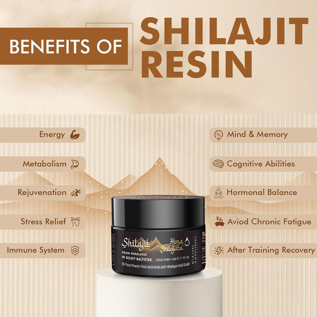 Shilajit Pure Himalayan Shilajit Resin - Gold Grade 100% Pure Shilajit with Fulvic Acid & 85+ Trace Minerals Complex for Energy & Immune Support, Pack of 2 (4 Months Supply)