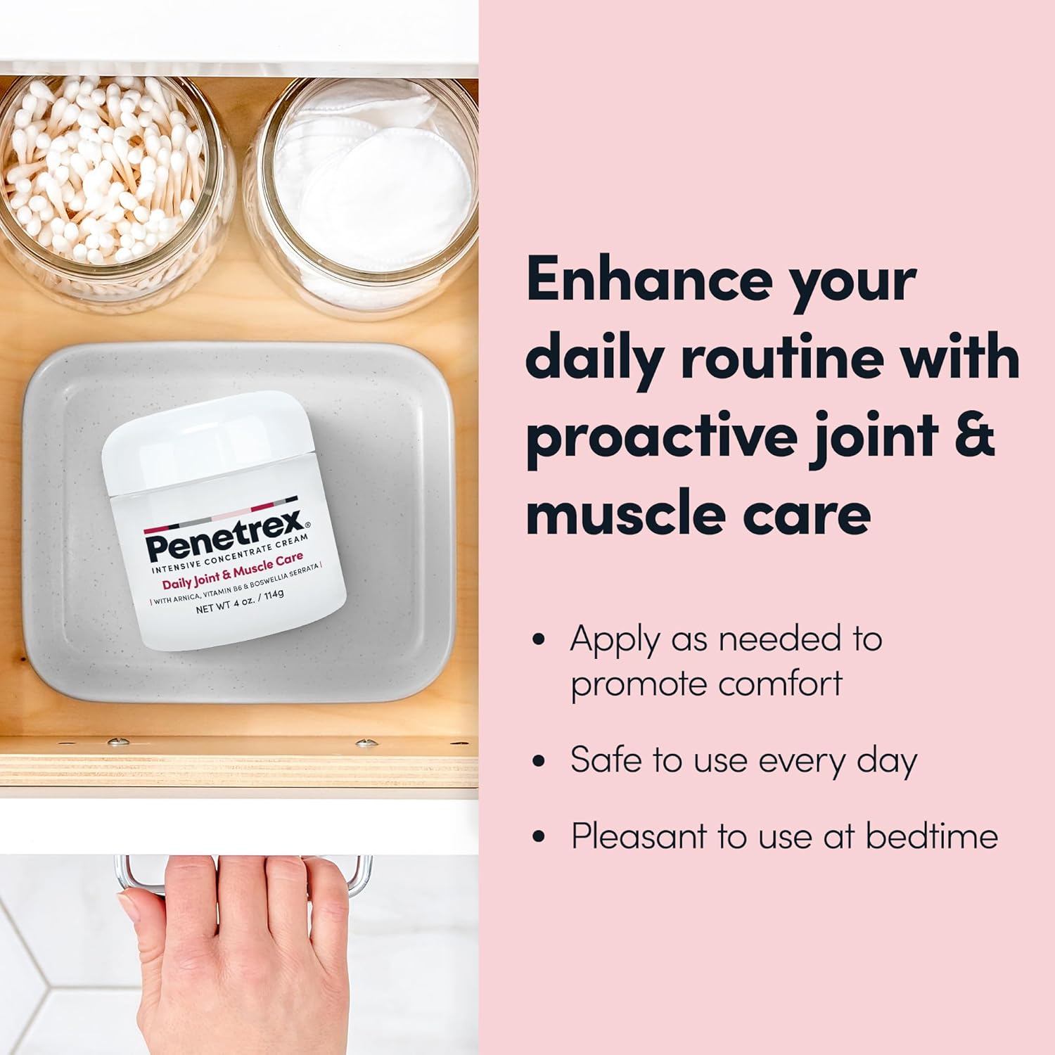 Penetrex Joint & Muscle Therapy - Soothing Comfort for Back, Neck, Hands, Feet - Premium Whole Body Rub with Arnica, Vitamin B6 MSM & Boswellia - 4oz Cream (3 Pack)