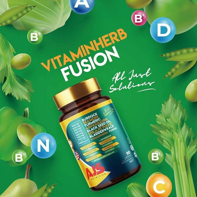 AJS Sea Moss Capsules 3200mg, Himalayan Shilajit 1000mg with Black Seed Oil, Ashwagandha, Turmeric, Bladderwrack, Burdock, Vitamins, Berberine, Lion’s Mane Mushroom, Elderberry- 90 Caps, 2 Pack