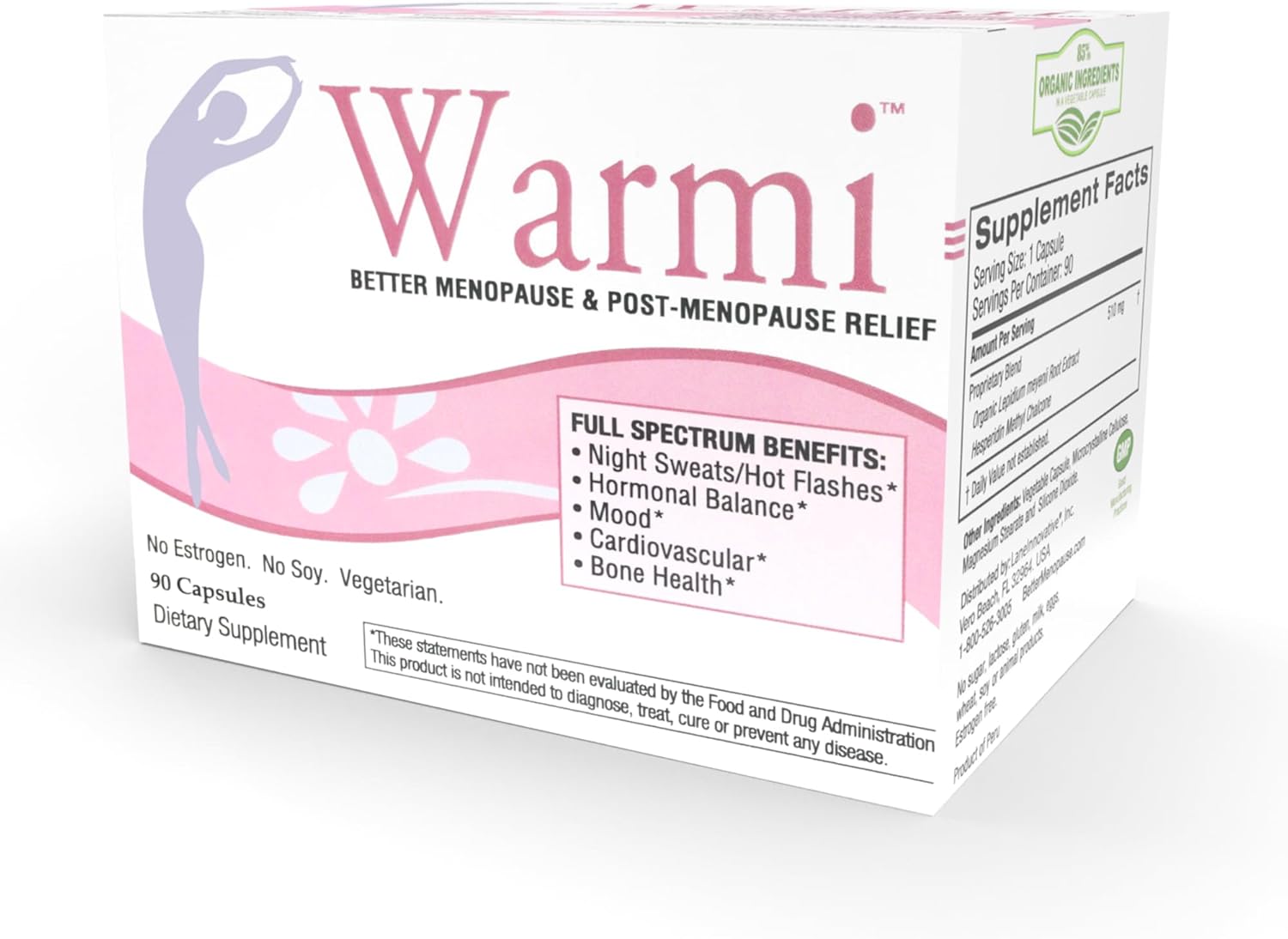 Lane Innovative - Warmi Menopause Support for Women, Natural Relief for Menopause & Beyond with Organic Maca Root, No Soy, No Estrogen (90 Servings)