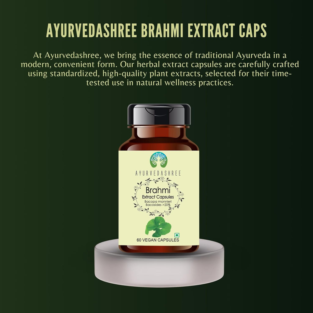 Brahmi Extract 500mg - 60 Vegetarian Capsules|Bacopa Monnieri Bacosides| All Natural | 100% Vegan | Gluten-Free | GMP Certified