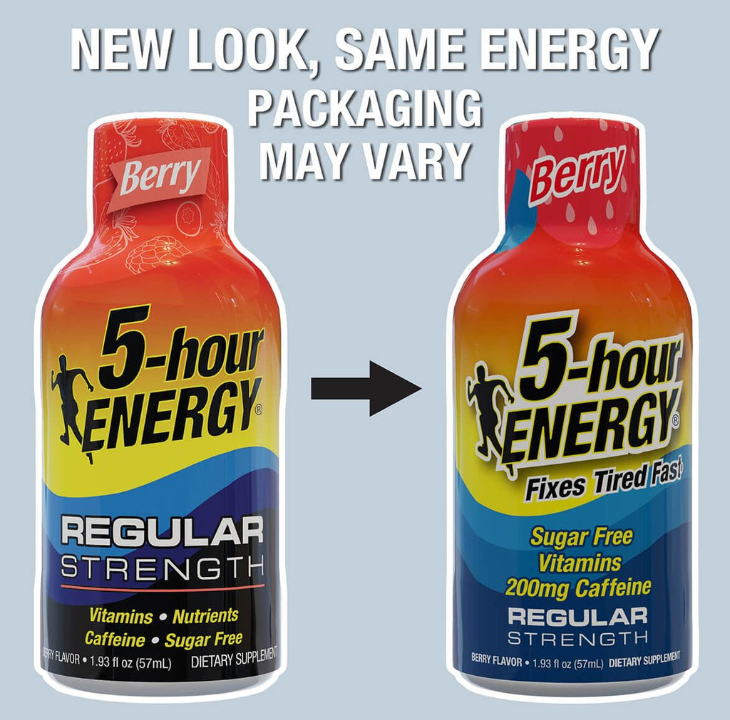 5-hour ENERGY Regular Strength Energy Shot 1.93oz, 20-Pack – Sugar Free Caffeine Energy Booster with B-Vitamins & Amino Acids – Zero Calorie (20 Bottles – Single Flavor, Berry Regular Strength)