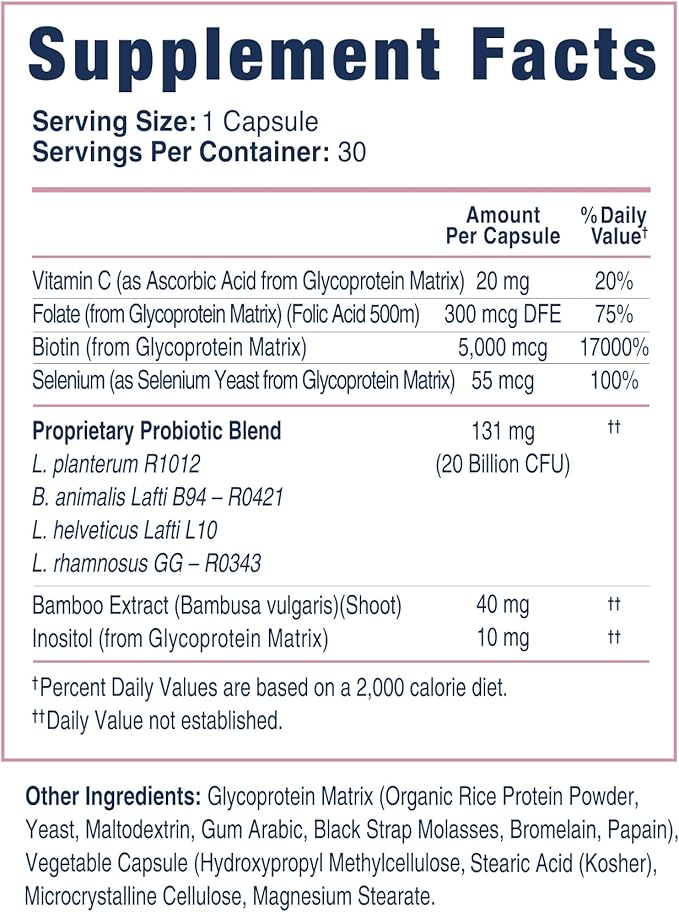 Supplement – Supports Collagen Production, Hair, Skin & Nails - 20 Billion CFU Probiotics - All in 1 Acid Resistant Veggie Capsule - Gut Health, Microbiome, Fermented Vitamins - for Women