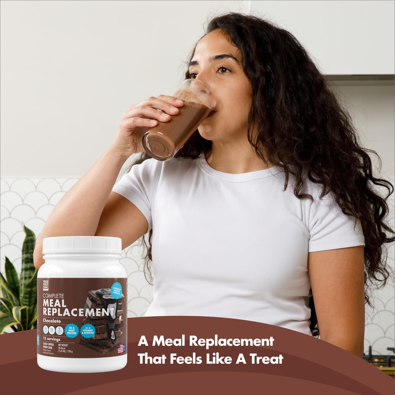 Yes You Can! Meal Replacement Shake - 20G Protein, 5G Fiber, 21 Vitamins & Minerals, 0G Added Sugar - Meal Replacement Protein Powder - Complete All-in-One Nutrition - 15 Servings (Chocolate)
