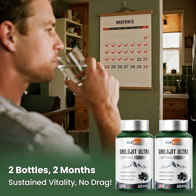 Shilajit for Men Women, Shilajit with Naturally Fulvic Acid & L-Arginine, Himalayan Shilajits for Extra Power, Stamina & Immune Support, Non-GMO, Made in USA, 2 Pack, 60 Capsules Per Bottle
