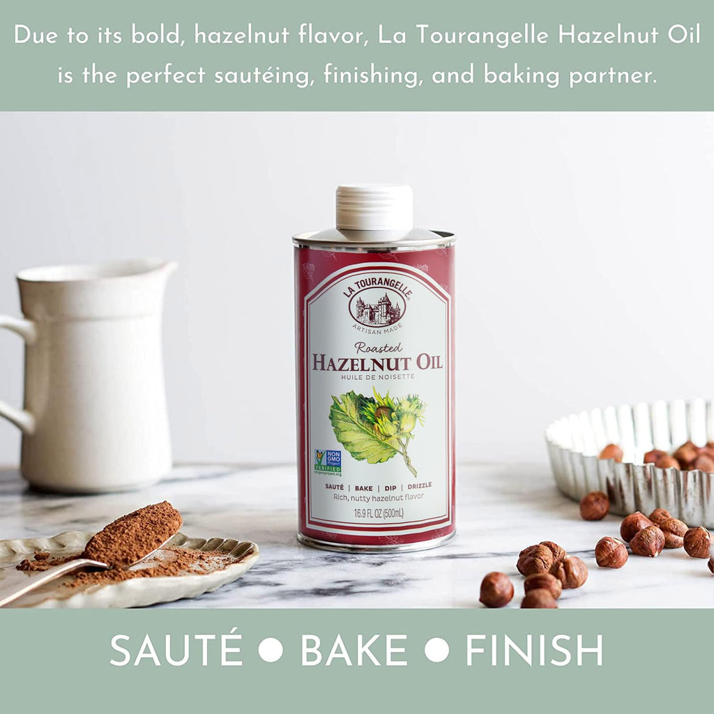 La Tourangelle Roasted Hazelnut Oil, High-Oleic Oil Great for Baking, Stir-Frying, and Vinaigrettes, 16.9 Fl Oz