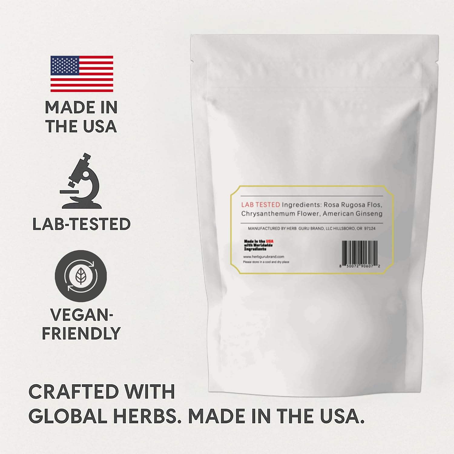 Herb Guru Floral Harmony Ginseng Herbal Blend with Rosa Rugosa and Chrysanthemum Flowers Natural Tea in Convenient Tea Bags | Herbal Infusion for Relaxation Wellness and Daily Balance
