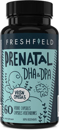 Freshfield Prenatal Vegan Omega 3 DHA: Sustainable, Carrageenan Free, Third Party Tested, Compostable Bottle, Carbon Neutral. Supports Heart, Brain, Joint Health w/DPA
