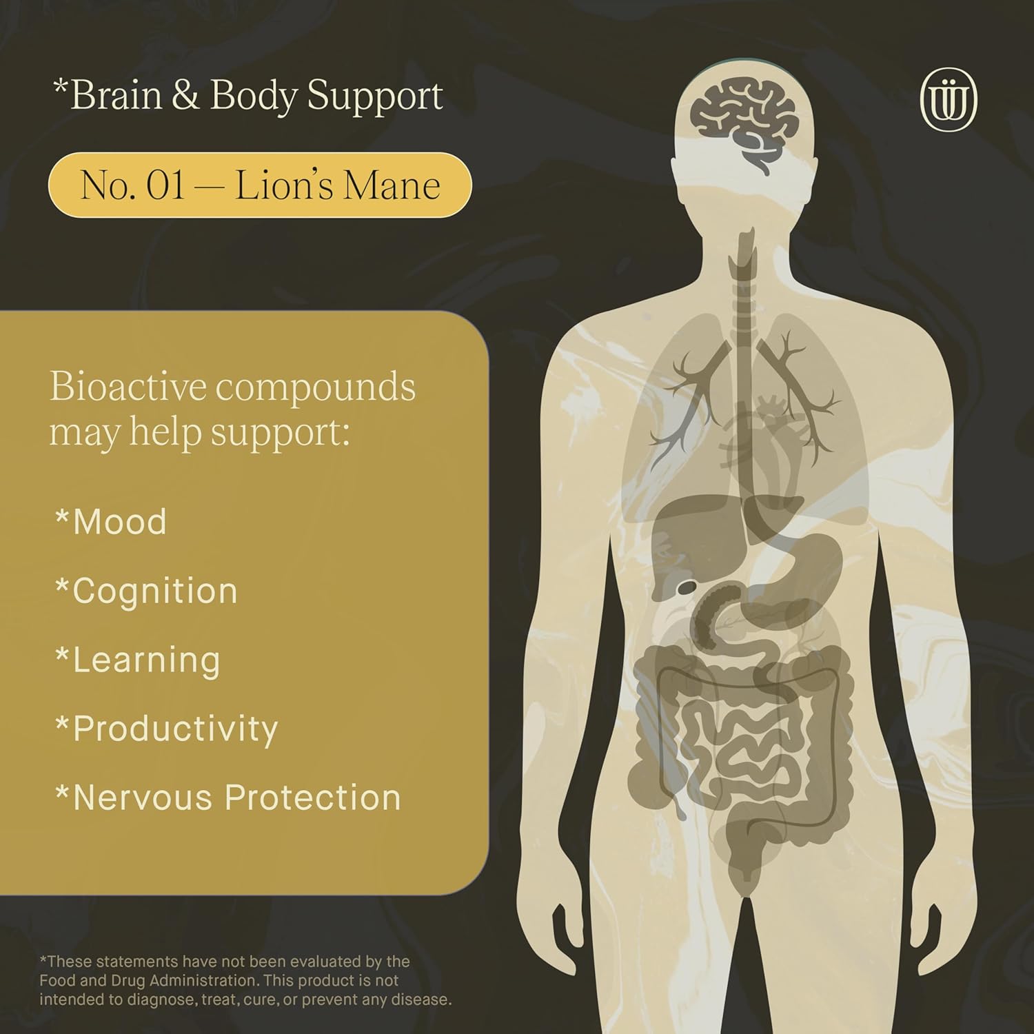 Lions Mane Extract - Double Extracted Fruitbody Mushroom Tincture, Natural Support for Mental Clarity, Brain Function, Memory, Cell Regeneration, Creativity & Mood (60 Servings)