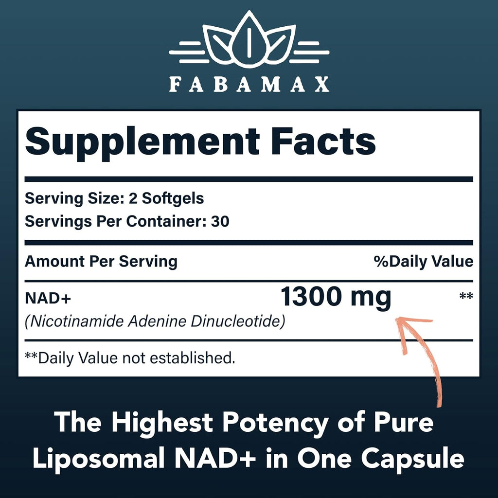 1600 mg Liposomal NAD Supplement 1600 mg, 98% Pure NAD+ Supplement, Superior Absorption, Alternative to Nicotinamide Riboside or NADH to Boost NAD+ for Aging Defense, Energy, Longevity, 240 Softgels