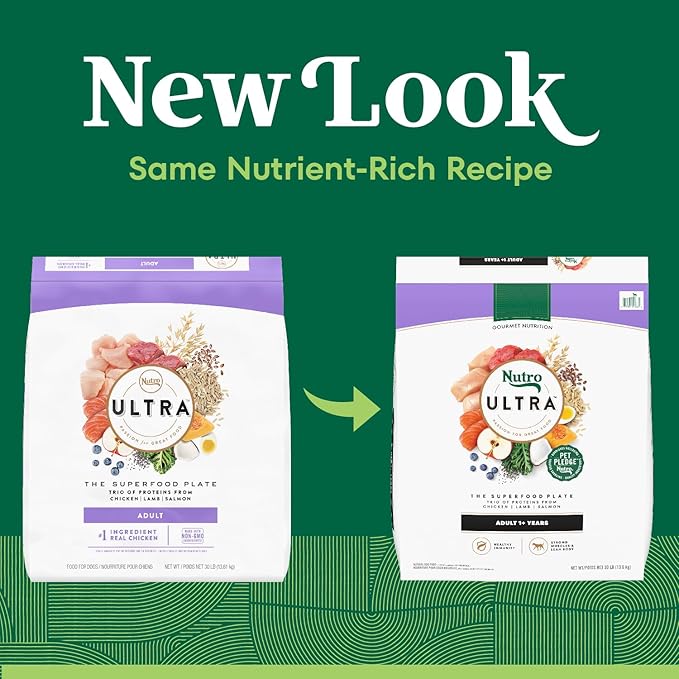 Nutro Ultra Adult Dry Dog Food with a Trio of Proteins from Chicken, Lamb and Salmon, 30 lb Bag