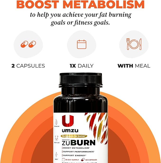 UMZU ZuBurn Energy Support Supplement, (30 Day Supply) – Caffeine Mitoburn Capsimax Grains Of Paradise B6 & B12 – Energy Supplements For Daily Energy, Focus & Active Lifestyle Support General Wellness