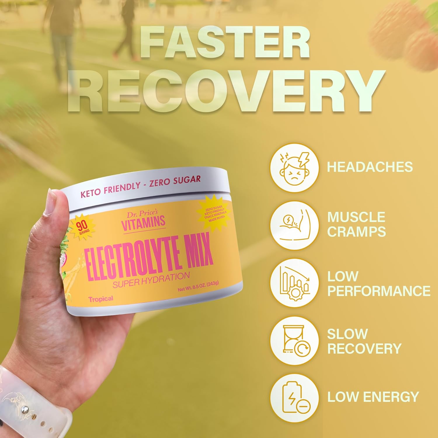Dr. Price’s Electrolyte Mix | Sugar-Free Hydration Powder with 72+ Trace Minerals | No Sugar, Fast-Dissolving Electrolytes Powder Packets | Tropical, 90 Servings