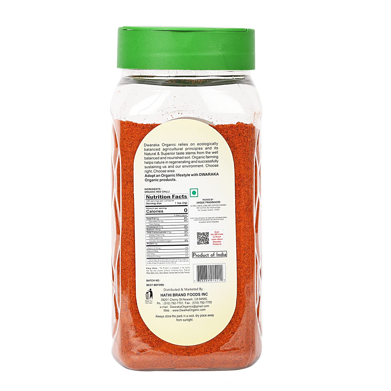 Dwaraka Organic - Chili Powder, 7oz, Healthy, Organic, Non GMO, All Natural