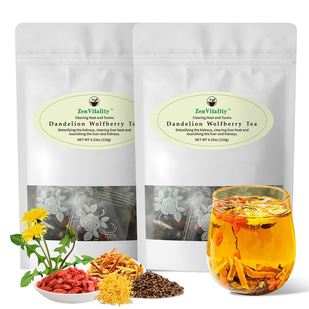 ZenVitality® Dandelion Wolfberry Tea Organic 240g/24 Bags Kidneys & Liver Health, Eye Health & Digestion Tea Cassia Seed, goji berry, Chrysanthemum, Gardenia, Orange Peel, Dandelion Root tea