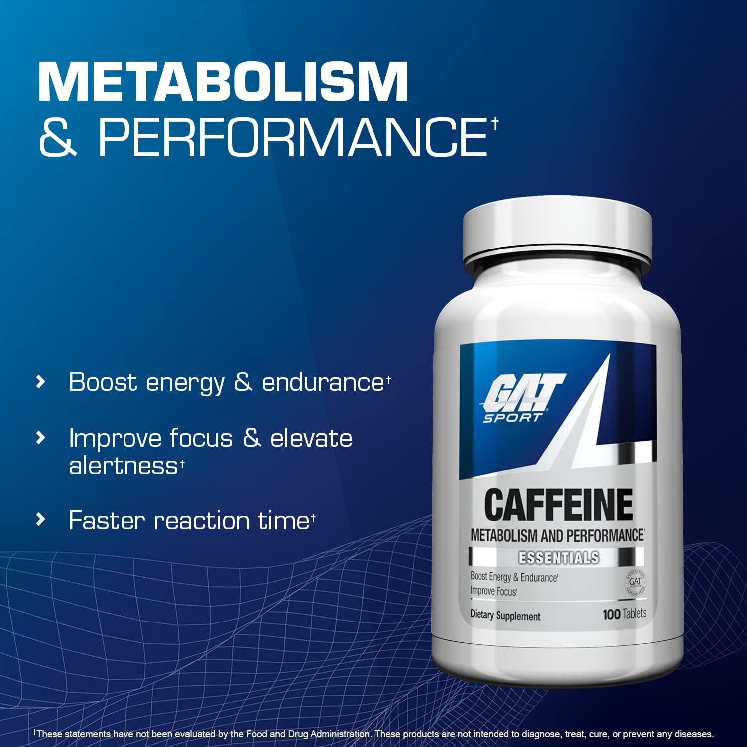 GAT Sport Essentials Caffeine Metabolism and Performance, 100 Tablets