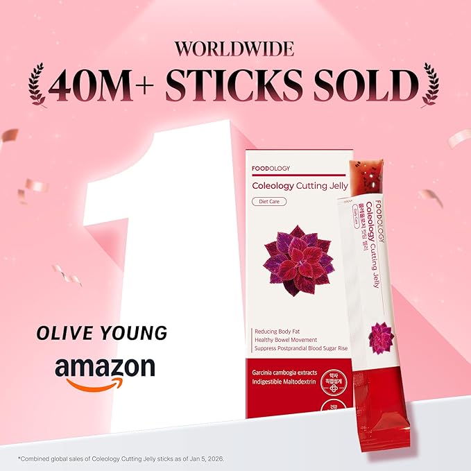 FOODOLOGY Coleology Cutting Stick Jelly, Pomegranate – Appetite Suppressant, Support Weight Management, Chia Seeds, Garcinia Cambogia HCA, Korean Dietary Supplement with Collagen - 1 Pack of 10